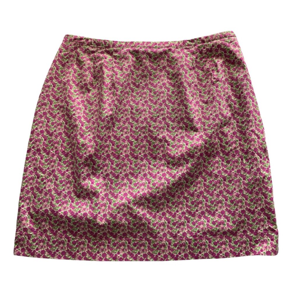 VINTAGE MOSSIMO Womens' Purple & Green Floral Print A-Line Mini Skirt Size 14